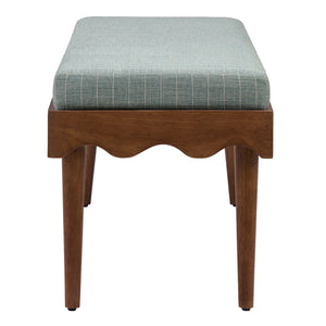 Modway Furniture Mirette Sculptural Wood Bench with Striped Cushion for Bedroom or Entryway Styling Blue EEI-7781-SPA