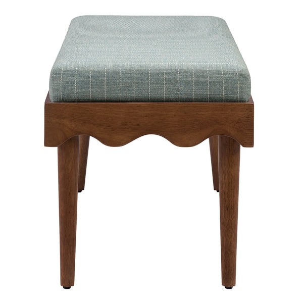Modway Furniture Mirette Sculptural Wood Bench with Striped Cushion for Bedroom or Entryway Styling Blue EEI-7781-SPA