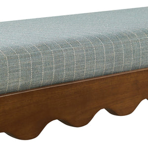 Modway Furniture Mirette Sculptural Wood Bench with Striped Cushion for Bedroom or Entryway Styling Blue EEI-7781-SPA