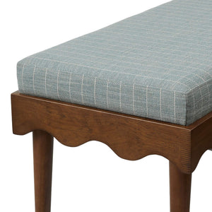 Modway Furniture Mirette Sculptural Wood Bench with Striped Cushion for Bedroom or Entryway Styling Blue EEI-7781-SPA