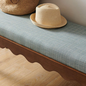 Modway Furniture Mirette Sculptural Wood Bench with Striped Cushion for Bedroom or Entryway Styling Blue EEI-7781-SPA