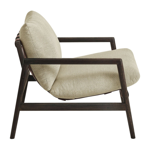 Modway Furniture Nomi Modway Outdoor Teak Sling Chair with Vegan Leather Straps and Plush Cushions Dark Brown Sand EEI-7785-DBR-SAN