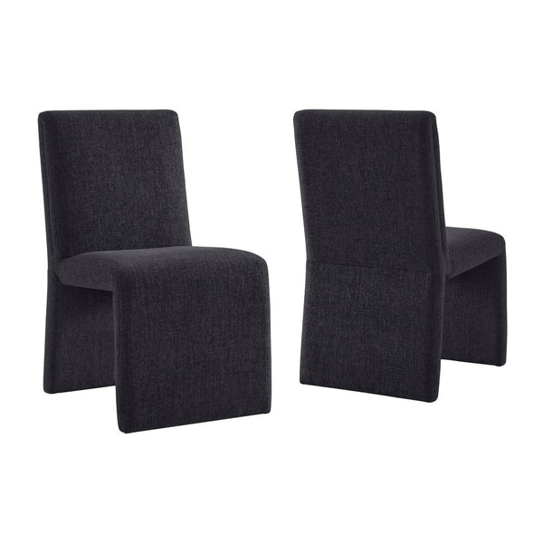 Modway Furniture Emory Modway Sculptural Slub Weave Armless Dining Chairs Set for Contemporary Rooms Ebony EEI-7786-EBO