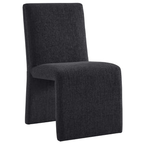 Modway Furniture Emory Modway Sculptural Slub Weave Armless Dining Chairs Set for Contemporary Rooms Ebony EEI-7786-EBO