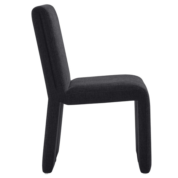 Modway Furniture Emory Modway Sculptural Slub Weave Armless Dining Chairs Set for Contemporary Rooms Ebony EEI-7786-EBO
