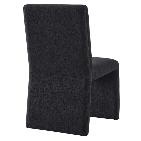 Modway Furniture Emory Modway Sculptural Slub Weave Armless Dining Chairs Set for Contemporary Rooms Ebony EEI-7786-EBO