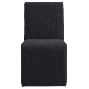 Modway Furniture Emory Modway Sculptural Slub Weave Armless Dining Chairs Set for Contemporary Rooms Ebony EEI-7786-EBO
