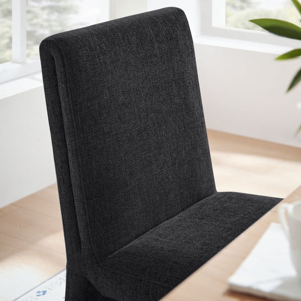 Modway Furniture Emory Modway Sculptural Slub Weave Armless Dining Chairs Set for Contemporary Rooms Ebony EEI-7786-EBO