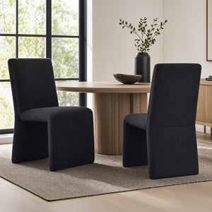 Modway Furniture Emory Modway Sculptural Slub Weave Armless Dining Chairs Set for Contemporary Rooms Ebony EEI-7786-EBO