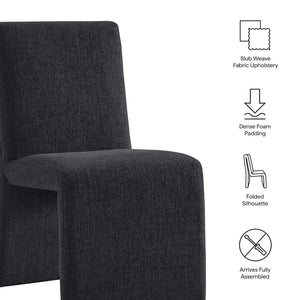 Modway Furniture Emory Modway Sculptural Slub Weave Armless Dining Chairs Set for Contemporary Rooms Ebony EEI-7786-EBO