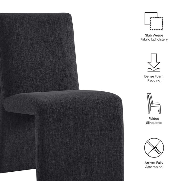 Modway Furniture Emory Modway Sculptural Slub Weave Armless Dining Chairs Set for Contemporary Rooms Ebony EEI-7786-EBO