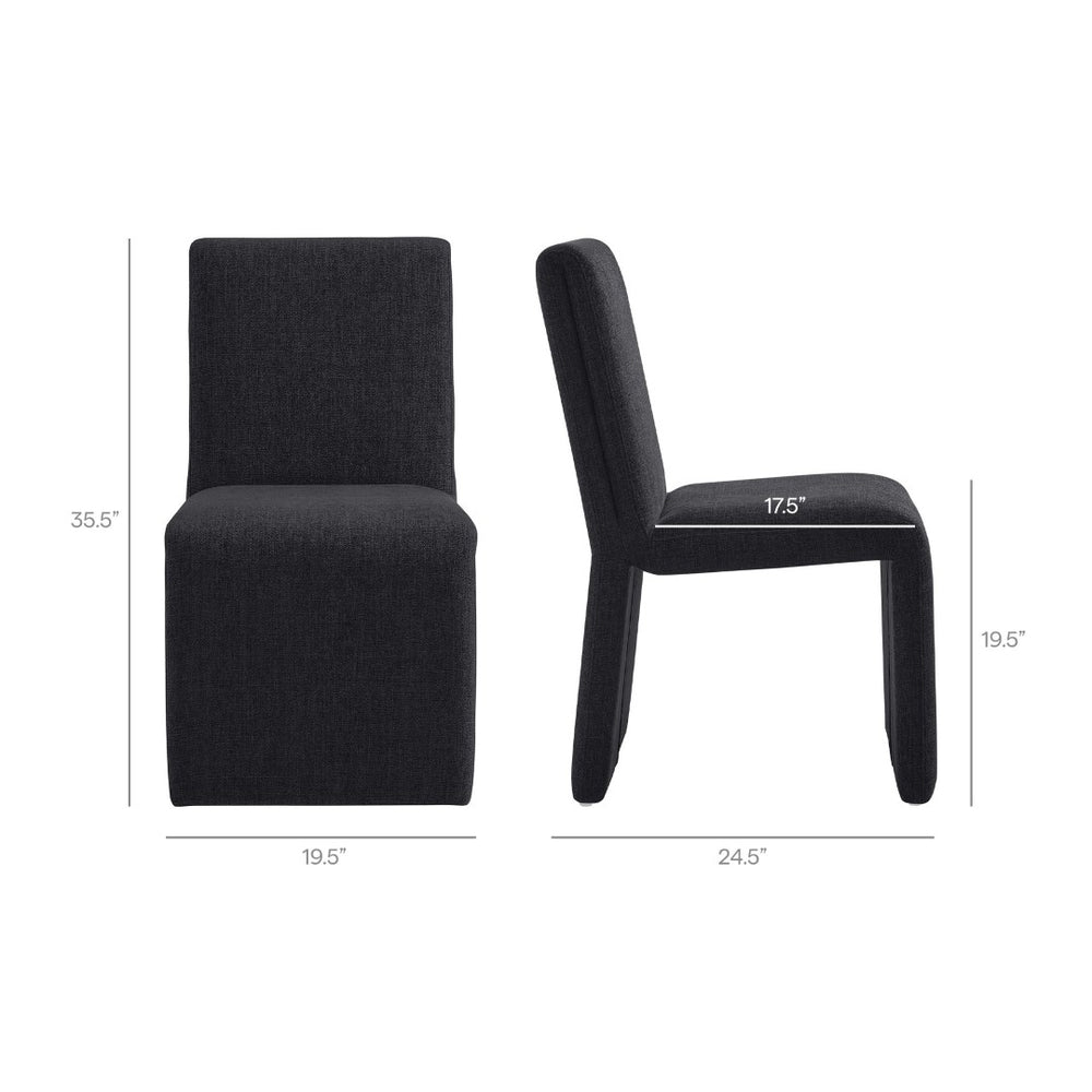 Modway Furniture Emory Modway Sculptural Slub Weave Armless Dining Chairs Set for Contemporary Rooms Ebony EEI-7786-EBO