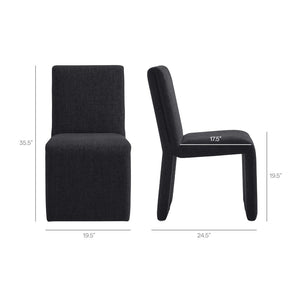 Modway Furniture Emory Modway Sculptural Slub Weave Armless Dining Chairs Set for Contemporary Rooms Ebony EEI-7786-EBO