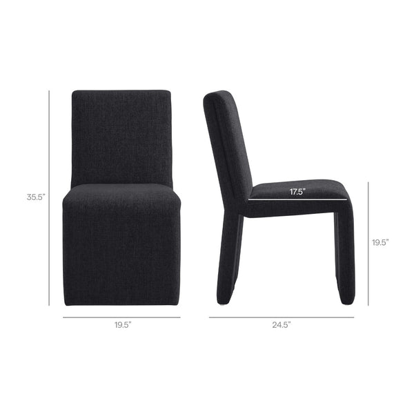 Modway Furniture Emory Modway Sculptural Slub Weave Armless Dining Chairs Set for Contemporary Rooms Ebony EEI-7786-EBO