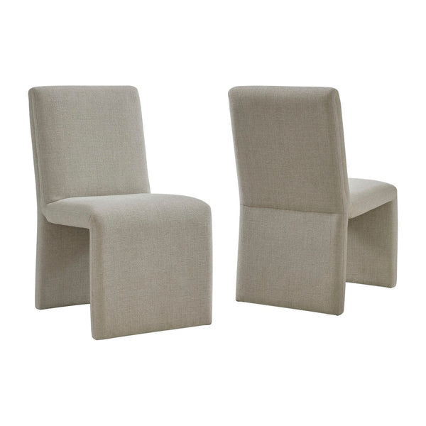 Modway Furniture Emory Modway Sculptural Slub Weave Armless Dining Chairs Set for Contemporary Rooms Linen EEI-7786-LIN