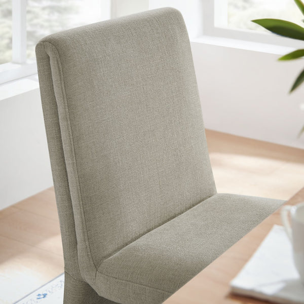 Modway Furniture Emory Modway Sculptural Slub Weave Armless Dining Chairs Set for Contemporary Rooms Linen EEI-7786-LIN