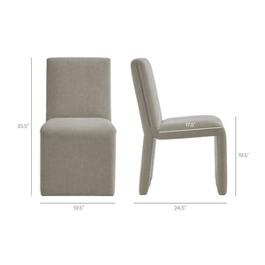 Modway Furniture Emory Modway Sculptural Slub Weave Armless Dining Chairs Set for Contemporary Rooms Linen EEI-7786-LIN