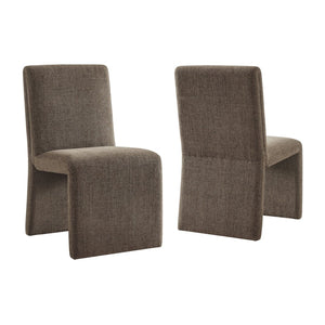Modway Furniture Emory Modway Sculptural Slub Weave Armless Dining Chairs Set for Contemporary Rooms Mocha EEI-7786-MOC