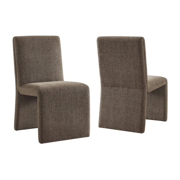 Modway Furniture Emory Modway Sculptural Slub Weave Armless Dining Chairs Set for Contemporary Rooms Mocha EEI-7786-MOC