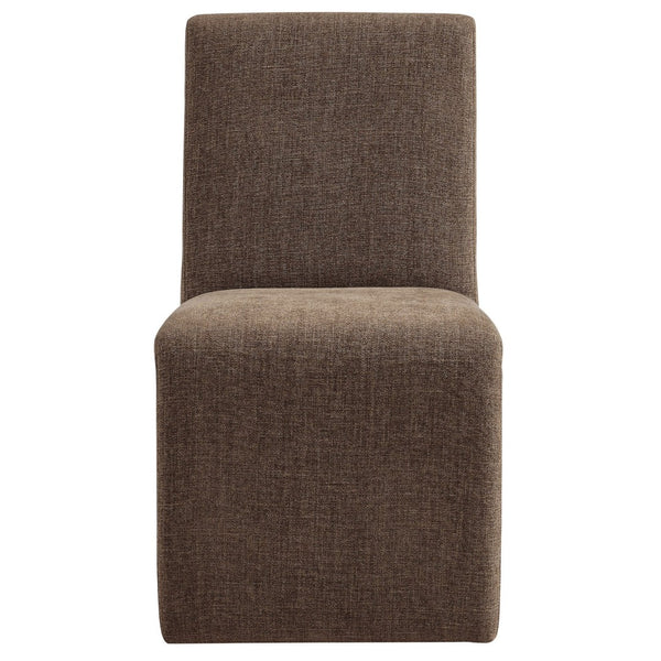 Modway Furniture Emory Modway Sculptural Slub Weave Armless Dining Chairs Set for Contemporary Rooms Mocha EEI-7786-MOC