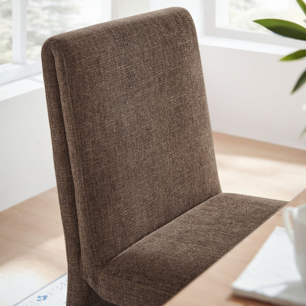 Modway Furniture Emory Modway Sculptural Slub Weave Armless Dining Chairs Set for Contemporary Rooms Mocha EEI-7786-MOC