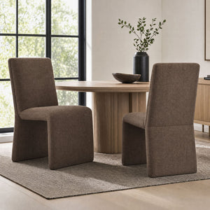 Modway Furniture Emory Modway Sculptural Slub Weave Armless Dining Chairs Set for Contemporary Rooms Mocha EEI-7786-MOC