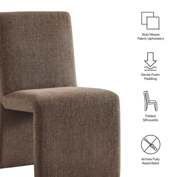 Modway Furniture Emory Modway Sculptural Slub Weave Armless Dining Chairs Set for Contemporary Rooms Mocha EEI-7786-MOC