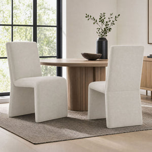 Modway Furniture Emory Modway Sculptural Slub Weave Armless Dining Chairs Set for Contemporary Rooms Salt EEI-7786-SAL