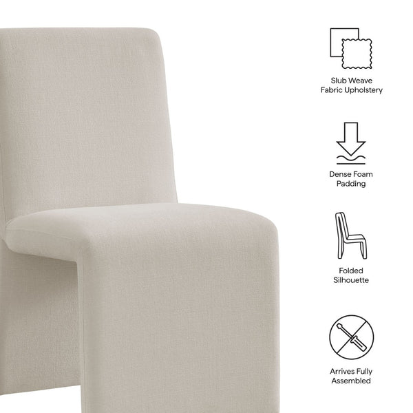 Modway Furniture Emory Modway Sculptural Slub Weave Armless Dining Chairs Set for Contemporary Rooms Salt EEI-7786-SAL