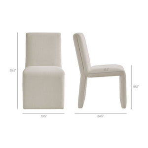 Modway Furniture Emory Modway Sculptural Slub Weave Armless Dining Chairs Set for Contemporary Rooms Salt EEI-7786-SAL