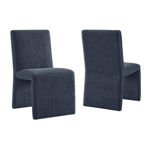 Modway Furniture Emory Modway Sculptural Slub Weave Armless Dining Chairs Set for Contemporary Rooms Slate Blue EEI-7786-SLB