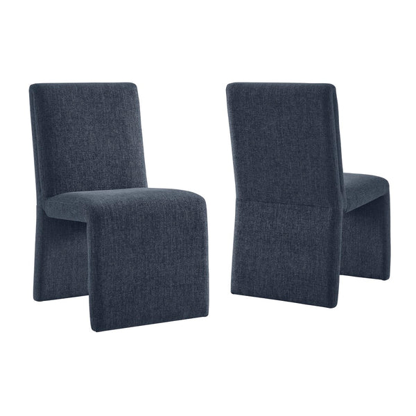 Modway Furniture Emory Modway Sculptural Slub Weave Armless Dining Chairs Set for Contemporary Rooms Slate Blue EEI-7786-SLB