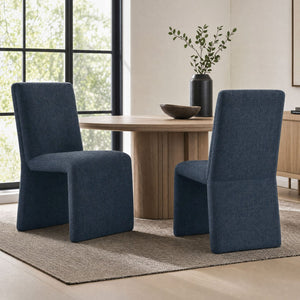 Modway Furniture Emory Modway Sculptural Slub Weave Armless Dining Chairs Set for Contemporary Rooms Slate Blue EEI-7786-SLB