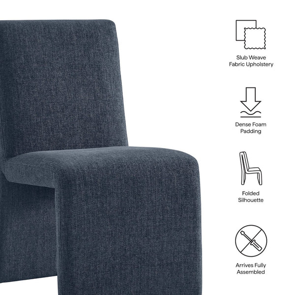 Modway Furniture Emory Modway Sculptural Slub Weave Armless Dining Chairs Set for Contemporary Rooms Slate Blue EEI-7786-SLB