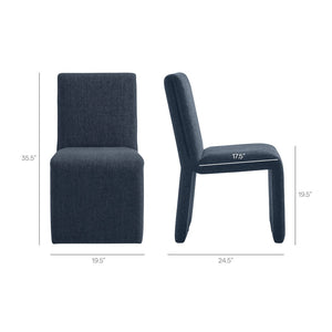 Modway Furniture Emory Modway Sculptural Slub Weave Armless Dining Chairs Set for Contemporary Rooms Slate Blue EEI-7786-SLB