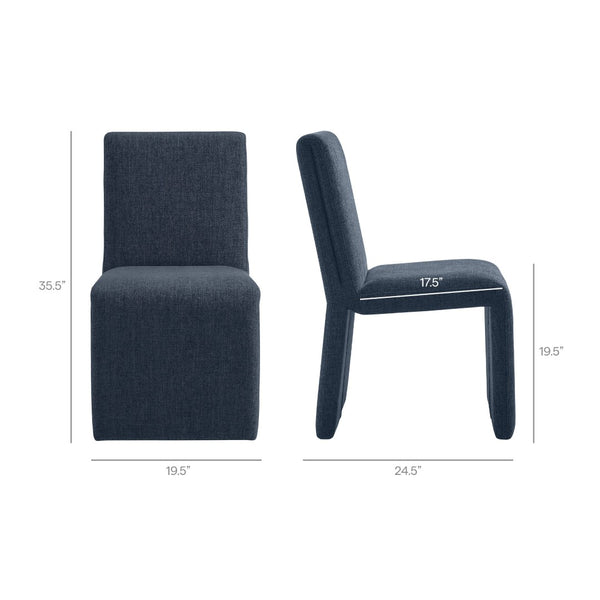 Modway Furniture Emory Modway Sculptural Slub Weave Armless Dining Chairs Set for Contemporary Rooms Slate Blue EEI-7786-SLB