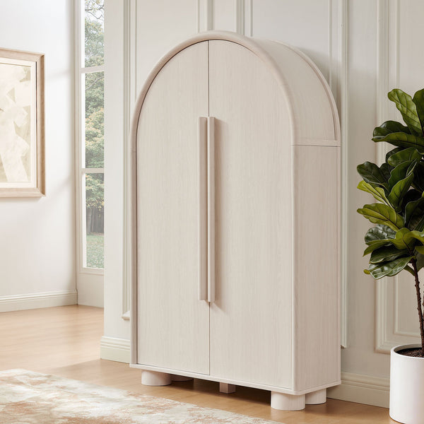 Modway Furniture Bellamy Arched Fold Out Desk Cabinet by Modway Sculptural Home Office Storage Gray EEI-7790-ASH