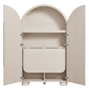 Modway Furniture Bellamy Arched Fold Out Desk Cabinet by Modway Sculptural Home Office Storage Gray EEI-7790-ASH