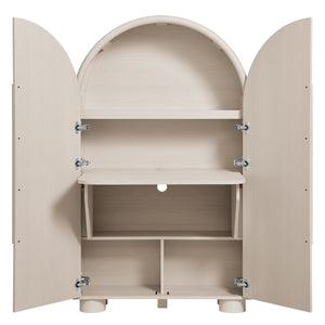 Modway Furniture Bellamy Arched Fold Out Desk Cabinet by Modway Sculptural Home Office Storage Gray EEI-7790-ASH