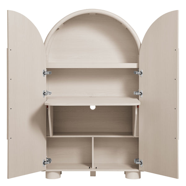 Modway Furniture Bellamy Arched Fold Out Desk Cabinet by Modway Sculptural Home Office Storage Gray EEI-7790-ASH