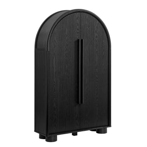 Modway Furniture Bellamy Arched Fold Out Desk Cabinet by Modway Sculptural Home Office Storage Black EEI-7790-BLK