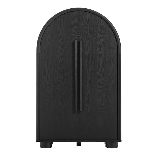 Modway Furniture Bellamy Arched Fold Out Desk Cabinet by Modway Sculptural Home Office Storage Black EEI-7790-BLK