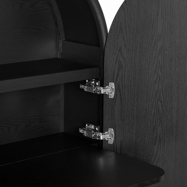 Modway Furniture Bellamy Arched Fold Out Desk Cabinet by Modway Sculptural Home Office Storage Black EEI-7790-BLK