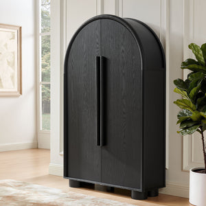 Modway Furniture Bellamy Arched Fold Out Desk Cabinet by Modway Sculptural Home Office Storage Black EEI-7790-BLK