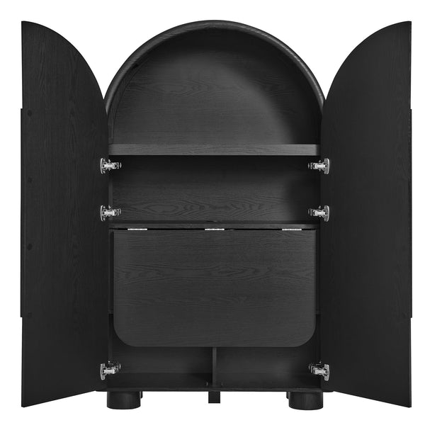 Modway Furniture Bellamy Arched Fold Out Desk Cabinet by Modway Sculptural Home Office Storage Black EEI-7790-BLK