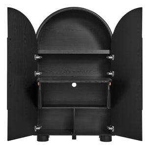 Modway Furniture Bellamy Arched Fold Out Desk Cabinet by Modway Sculptural Home Office Storage Black EEI-7790-BLK