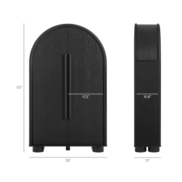 Modway Furniture Bellamy Arched Fold Out Desk Cabinet by Modway Sculptural Home Office Storage Black EEI-7790-BLK
