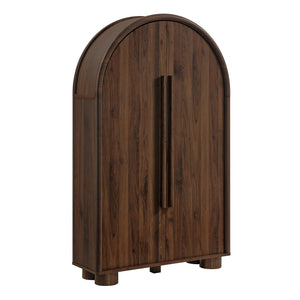 Modway Furniture Bellamy Arched Fold Out Desk Cabinet by Modway Sculptural Home Office Storage Brown EEI-7790-WAL