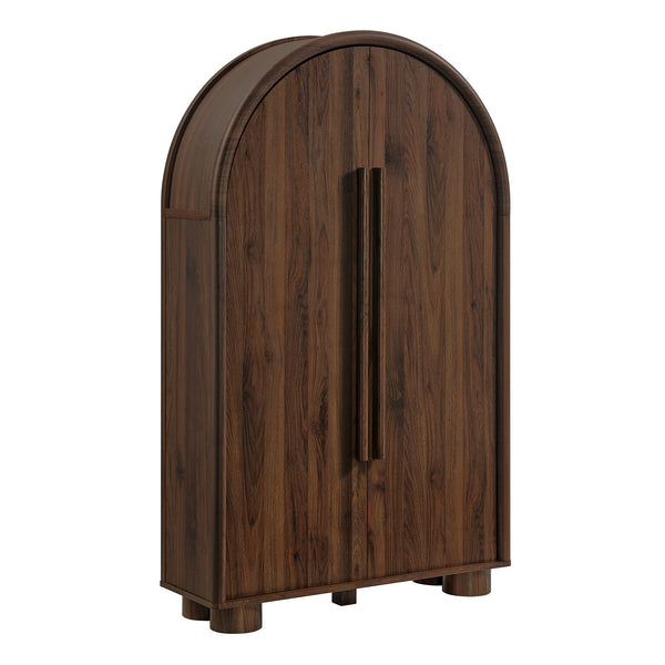 Modway Furniture Bellamy Arched Fold Out Desk Cabinet by Modway Sculptural Home Office Storage Brown EEI-7790-WAL