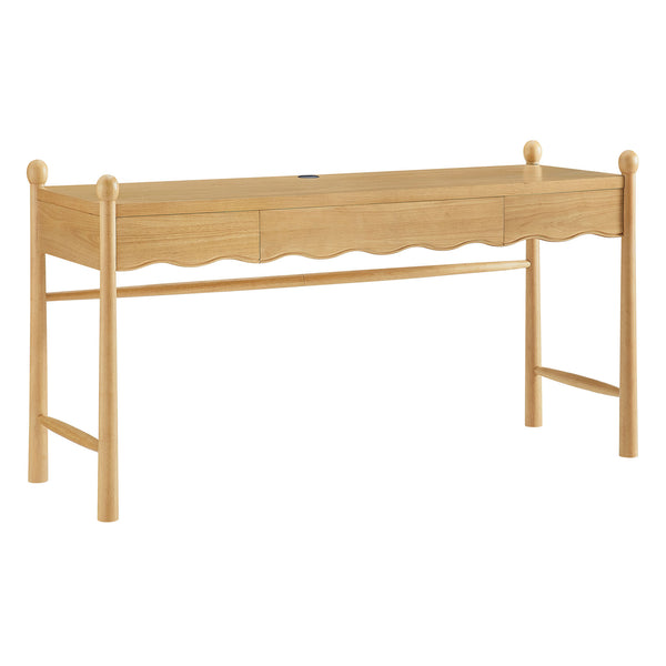 Modway Furniture Darcy Modway 62 Inch Postmodern Home Office Writing Desk with Oak Veneer Top Oak EEI-7791-OAK